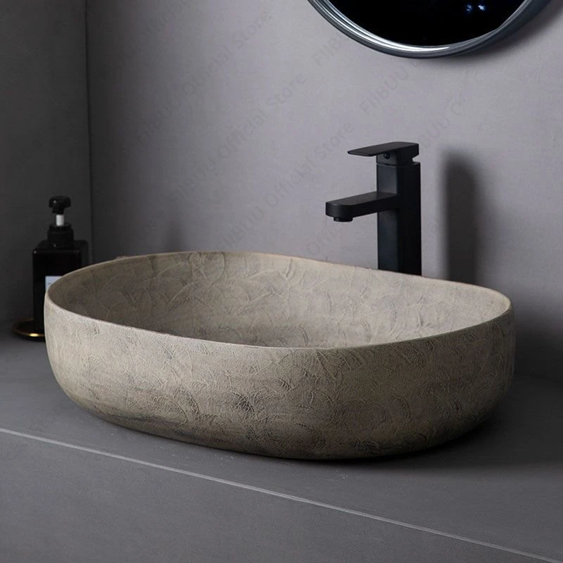 Ceramic Table Sink- Oval Above Counter Basin- Faucets Available- Many Shapes Available - Image 4