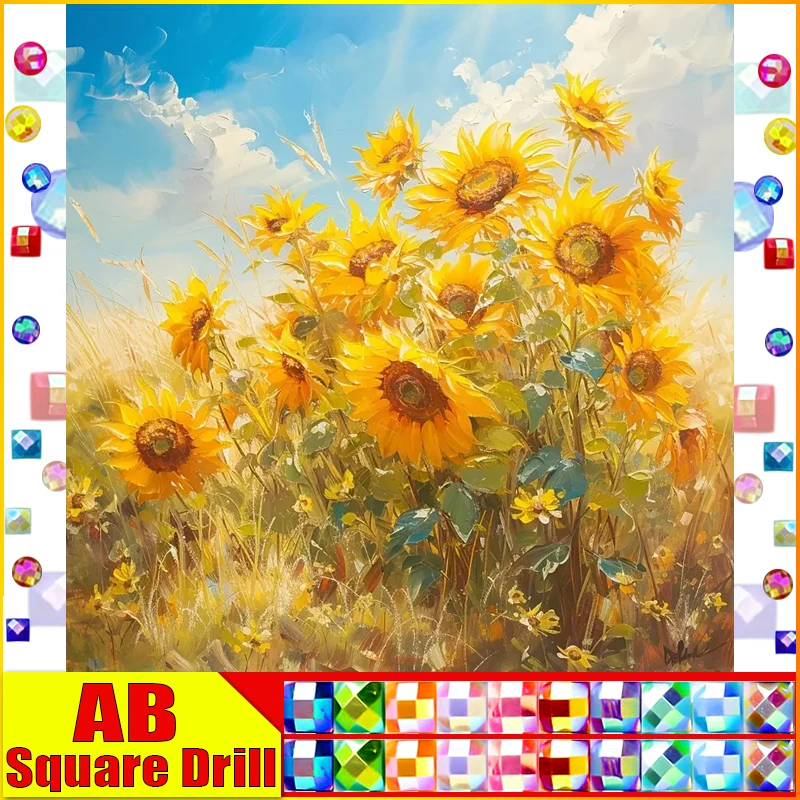 Fairy Dust AB Diamond Painting " Sunflowers" --Full Square/Round Drill - Image 7