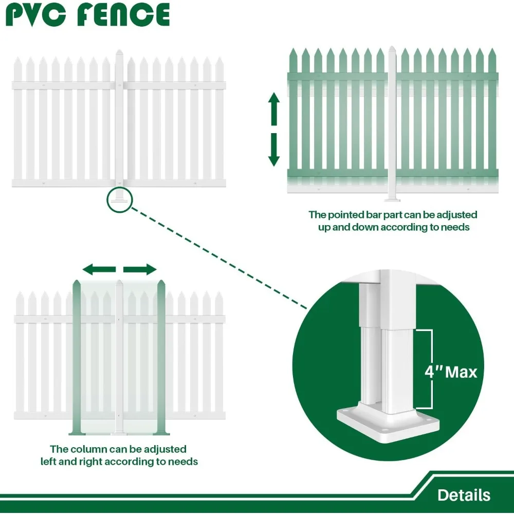 Vinyl Garden Fence- 6 Sets, 84" W X 30" H- White Picket Panels- PVC Fence for Outdoor- Patio-Pool- Dog Fence - Image 5