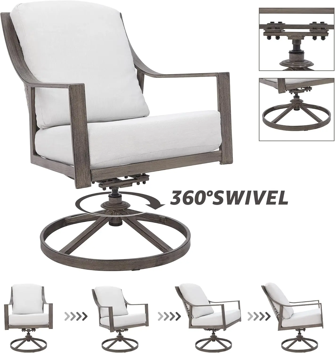 5-Piece Patio Dining Set- 4 Swivel Rocking Chairs and 38’’ Round Dining Table with 1.65’’ Umbrella Hole - Image 4