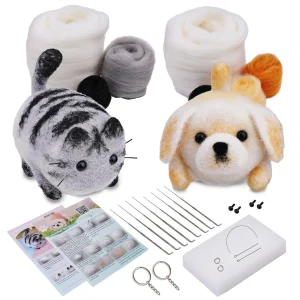 Dog/Cat Wool Needle Felting Kit- Non-Finished- DIY Handmade Wool Felting Kit (Many Variations)