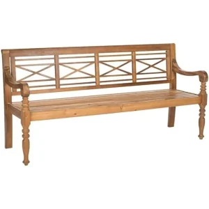 Adirondack Acacia Wood Bench- Natural, Beach Blue and Ash Grey