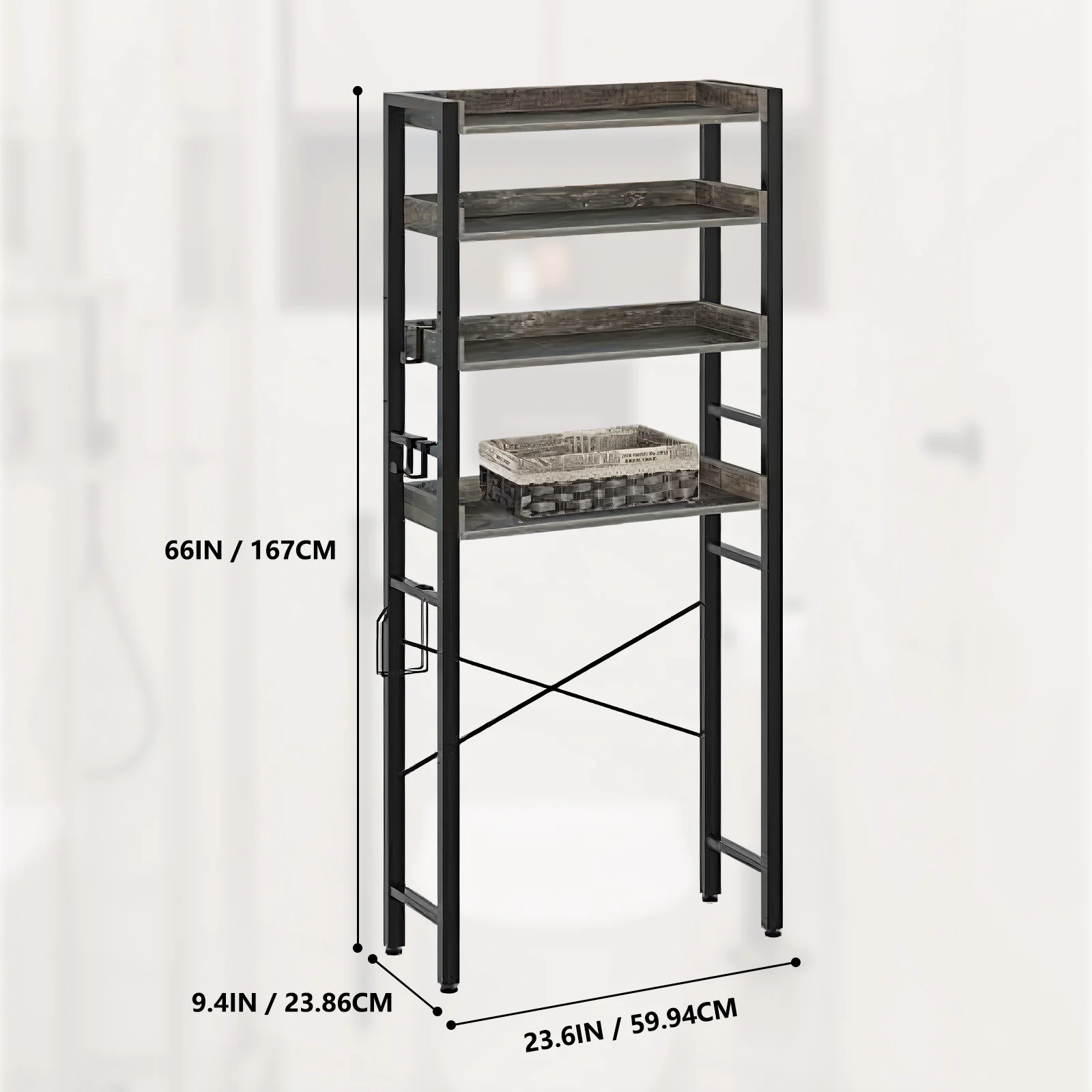 Over-The-Toilet Storage Rack- 4-Tier Bathroom Organizer - Image 7