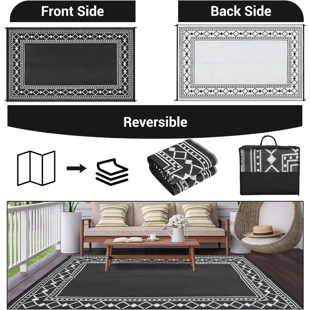 9x12 Outdoor Area Rug- Waterproof Plastic Straw- Reversible- Washable - Image 3