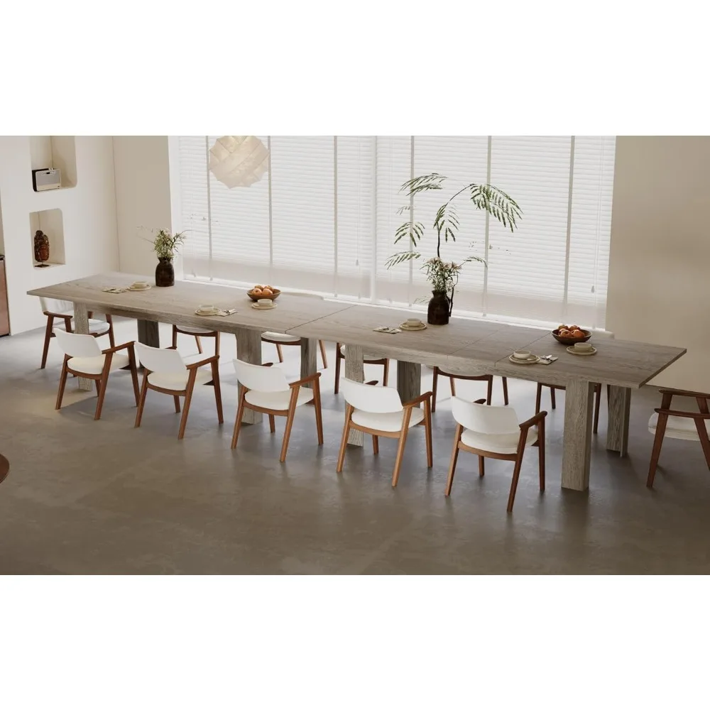 Expandable Dining Table for 6- 8 People, Rectangular Wooden Indoor Dinner Table- 2 Colors (Table Only) - Image 6