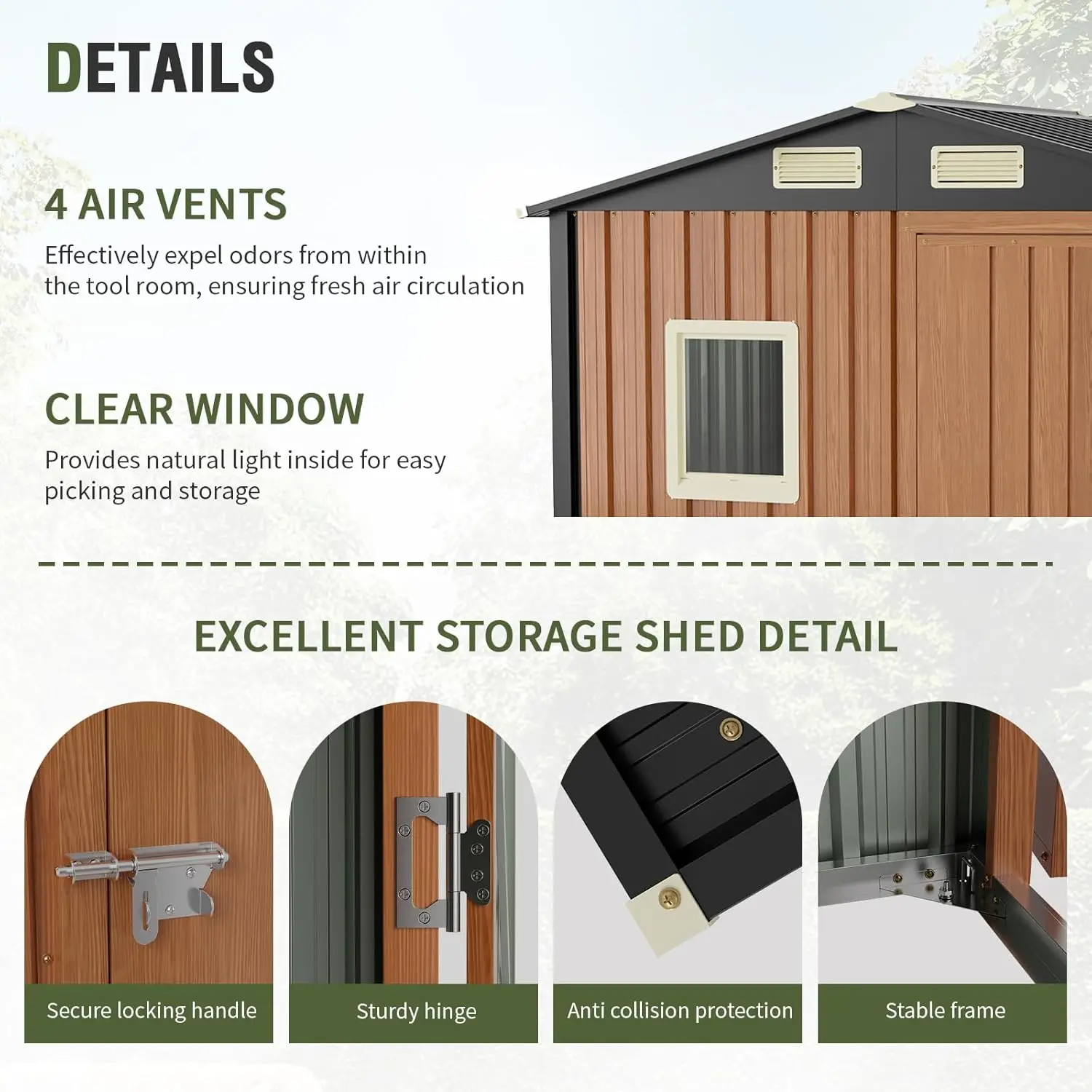 6x4 Ft- Outdoor Storage Shed- Lockable Metal Garden Shed with Window- Tool Shed - Image 5