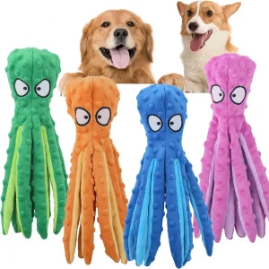 Plush Toy- Cat/ Dog Octopus Toy- Bite Resistant Interactive- Dog Teeth Cleaning Chew Toy