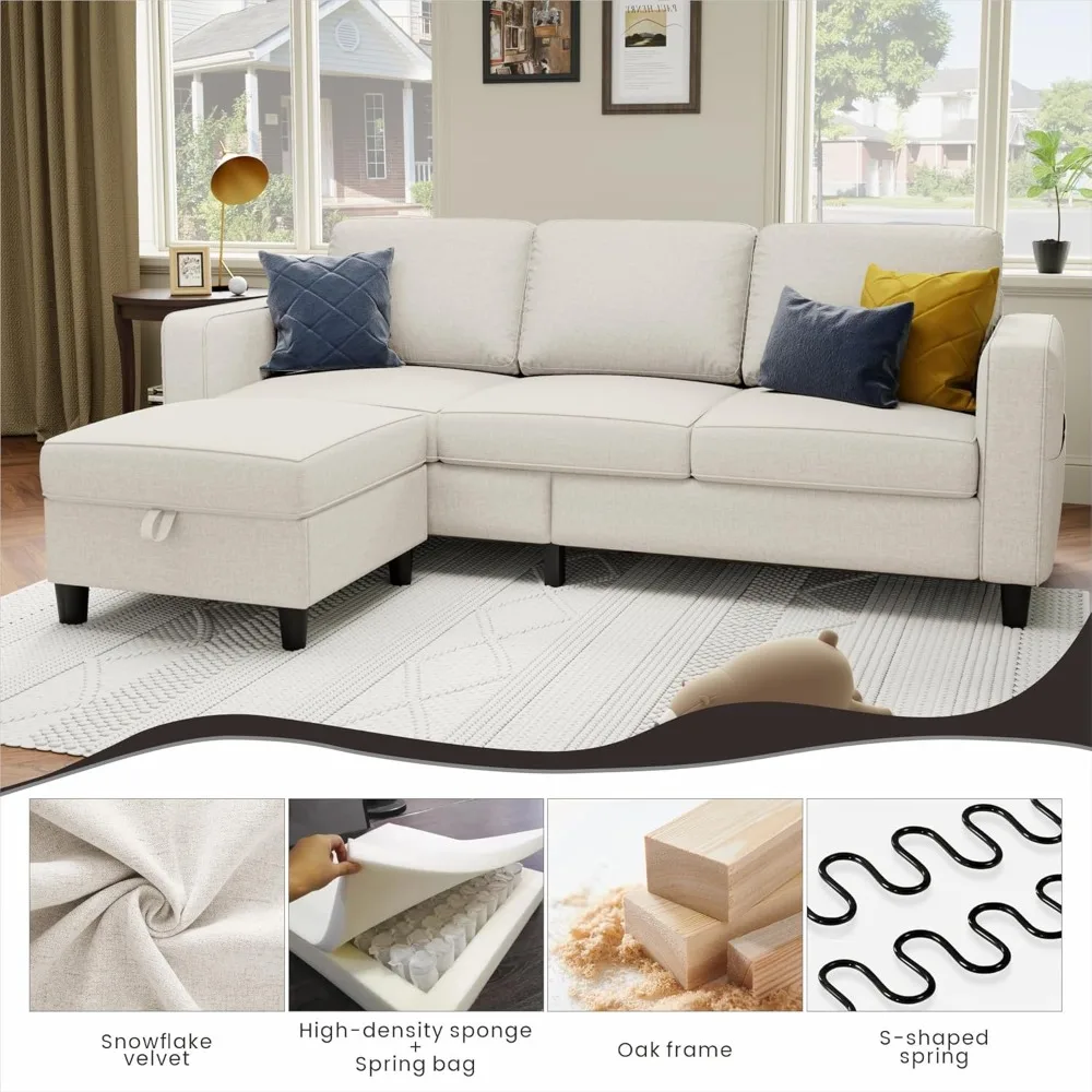 Sectional Sofa for Living Room - 78', L-Shaped Beige- Pet Friendly- Modular 3-Seater- Convertible Sofas- Washable- Multiple Fabrics and Colors - Image 4
