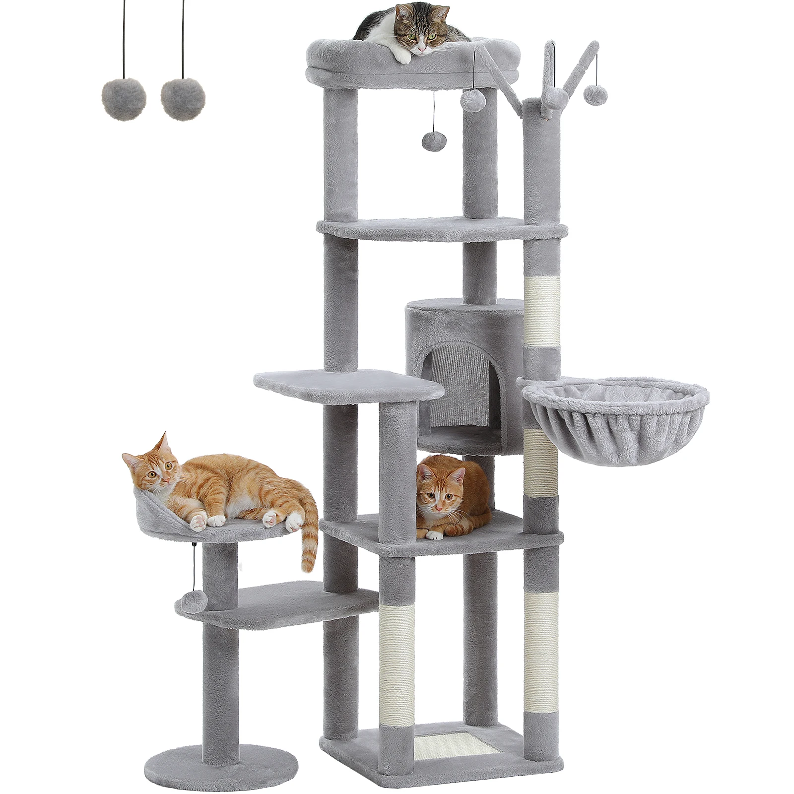 Multi-Level Cat Tower for Indoor Cats. Cat Condo with Large Hammock, Scratching Post, and Perches. - Image 9