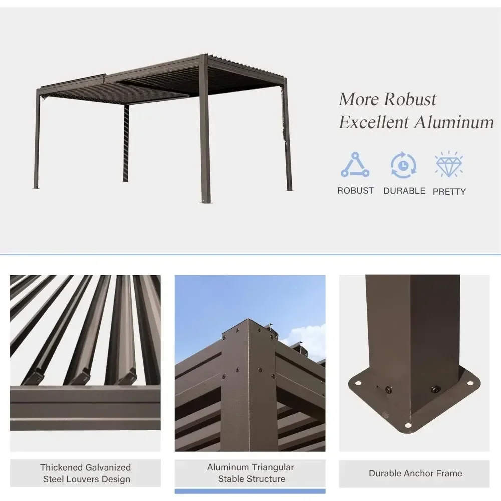 Louvered Pergola with Adjustable Steel Roof- Aluminum Frame- Rainproof Pergola- 3 Sizes Available - Image 5