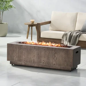 48" Outdoor 50,000 BTU Rectangular Propane Fire Pit- Brown Wood Pattern (Tank Cover not Included)