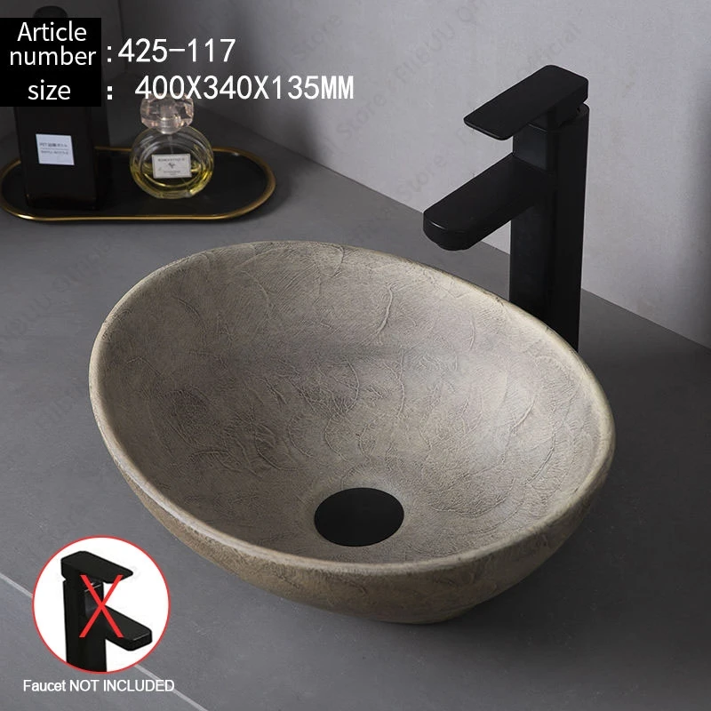 Ceramic Table Sink- Oval Above Counter Basin- Faucets Available- Many Shapes Available - Image 30