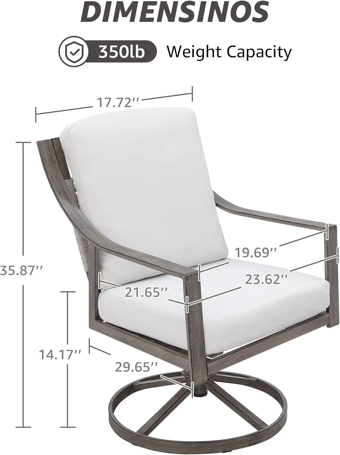 5-Piece Patio Dining Set- 4 Swivel Rocking Chairs and 38’’ Round Dining Table with 1.65’’ Umbrella Hole - Image 2