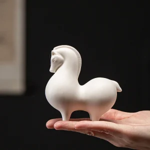Chinese White Porcelain Horse- Decorative Ceramic Ornament (2 Styles)