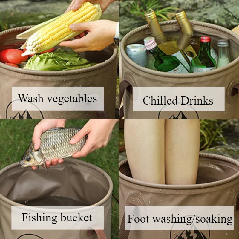 1pc Portable Bucket- Outdoor, Foldable, Waterproof Sink for Camping ,Fishing, Storage, etc. - Image 5