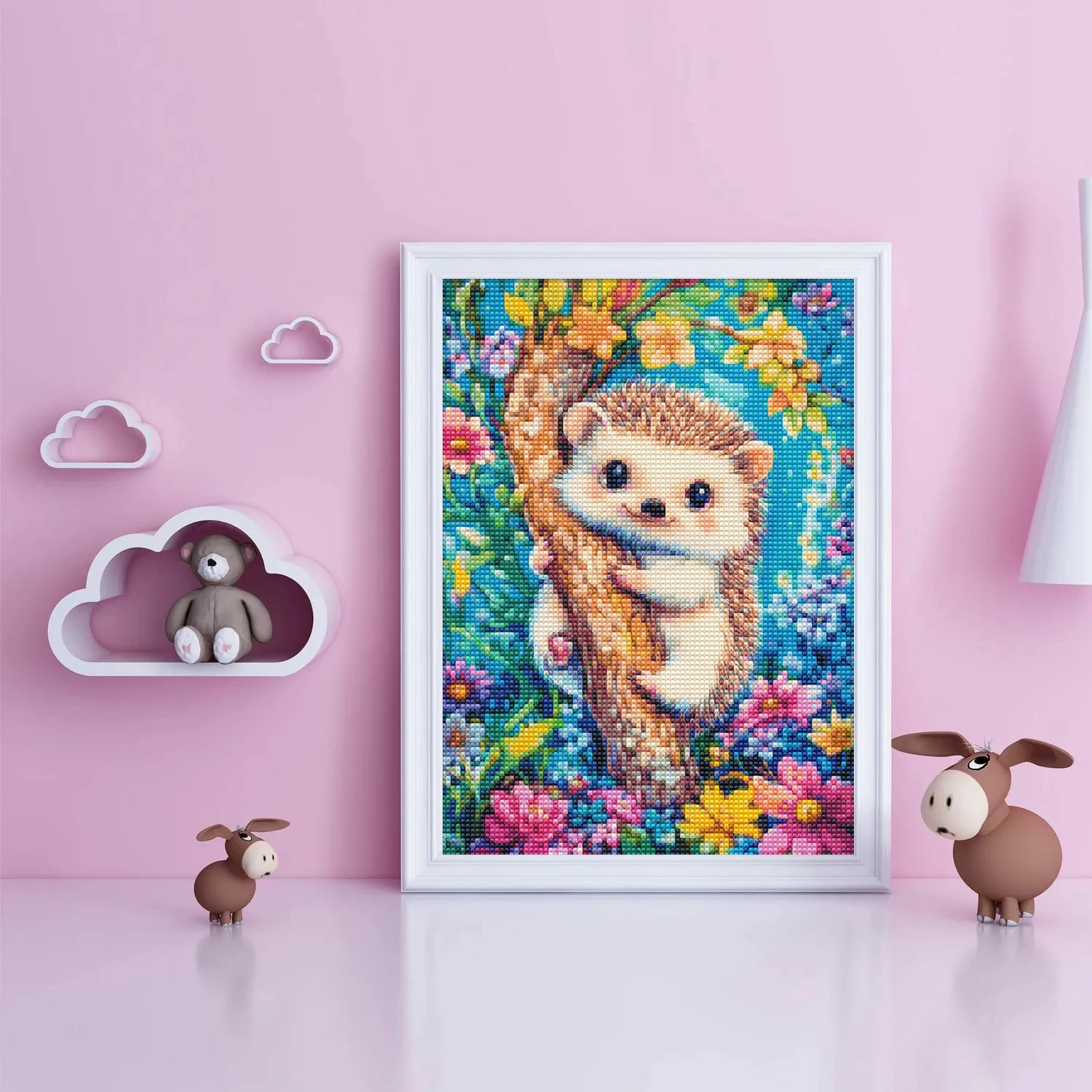 AB Diamond Painting Hedgehog in Flowers Kit (Frame Not Included) - Image 2