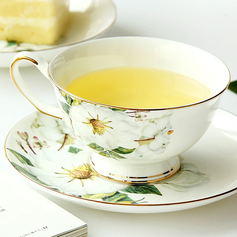 Fine Bone China Tea Cup Set- Camellia Design - Image 3