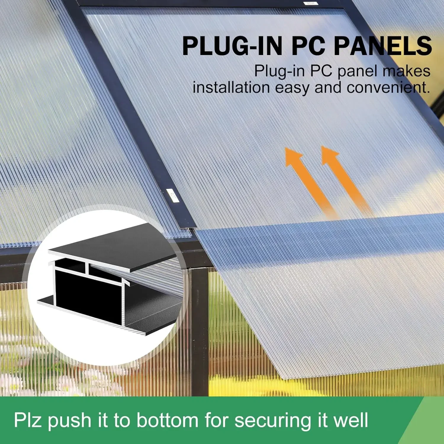 Polycarbonate Greenhouse Kit- 8 x 6 x 6 FT- Heavy-Duty Greenhouse with Transparent Panels, Windows, Door - Image 4