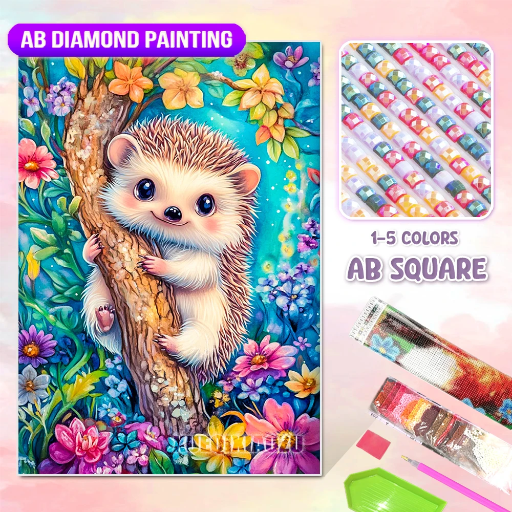 AB Diamond Painting Hedgehog in Flowers Kit (Frame Not Included) - Image 13