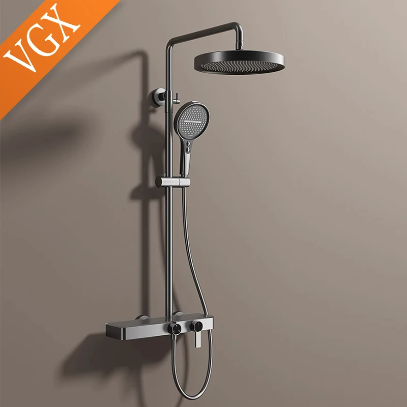 Gold/Grey Shower System Set- Bathroom Shower Faucet Set- 3-way Rainfall Shower- Hand-Held Shower - Image 5