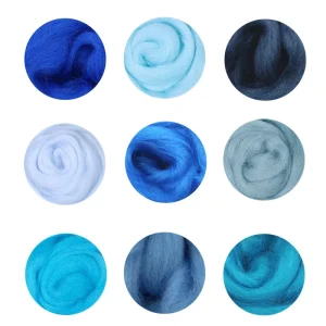 Blue Color Series- Wool Roving for Needle Felting- Wet Felting- Spinning