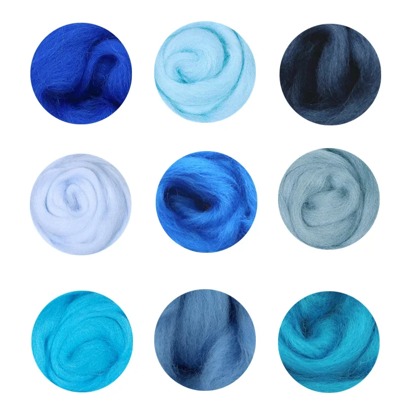 Blue Color Series- Wool Roving for Needle Felting- Wet Felting- Spinning