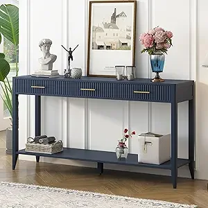 Console/Sofa Table with 1 Shelf and 3 Storage Drawers- Entryway Table- 6 Colors - Image 8