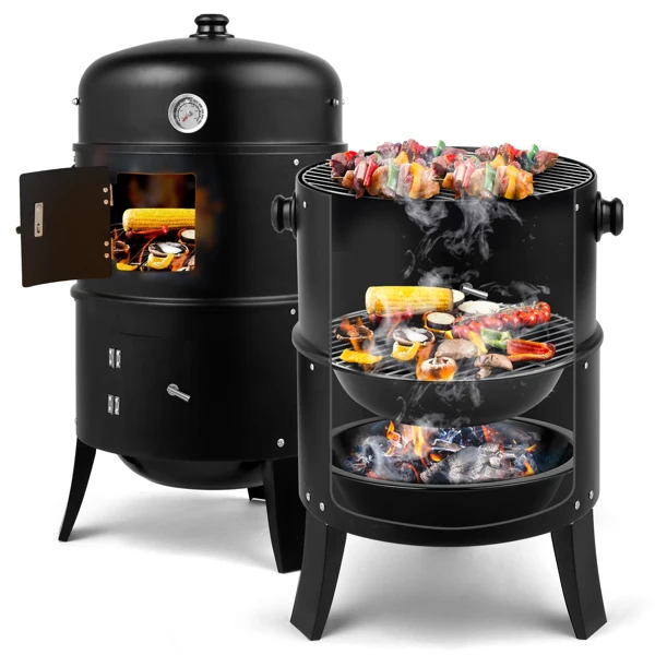 80*41*48-cm Iron Spray Smoker-Carbon Grill- Black