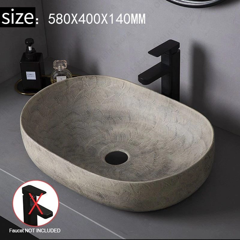 Ceramic Table Sink- Oval Above Counter Basin- Faucets Available- Many Shapes Available - Image 18