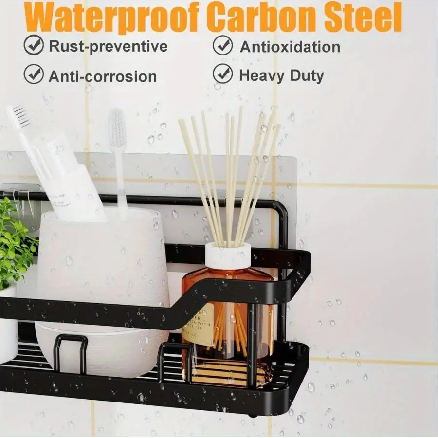 3/5 Pack Shower Organizer- Adhesive Shower Caddy with No Drilling- Rust-proof Stainless Steel - Image 6