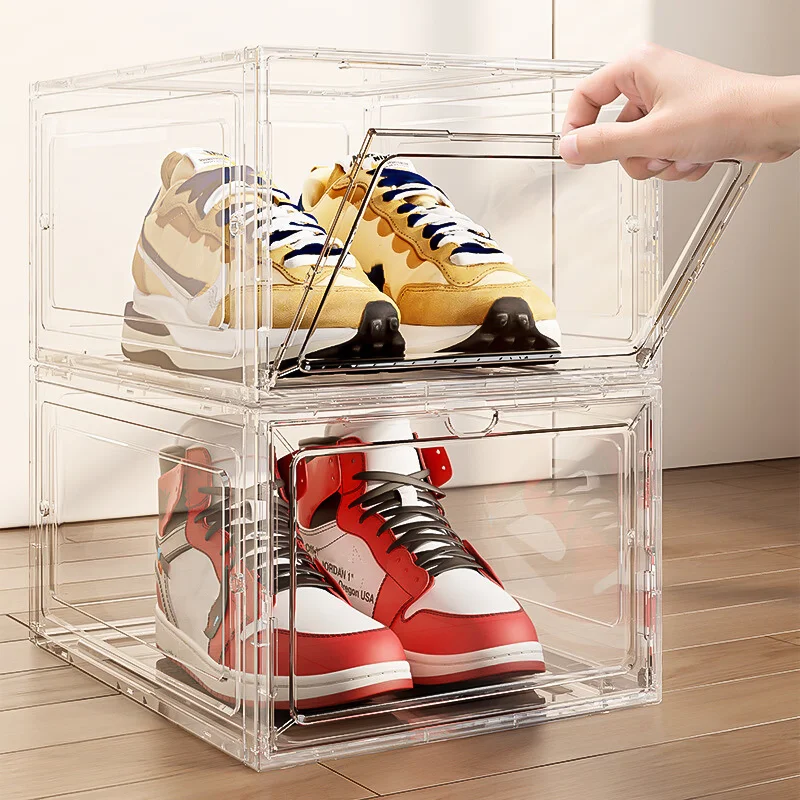 10-Pack Large Shoe Boxes- Clear Plastic Stackable- Shoe Storage Organizer with Lids - Image 5