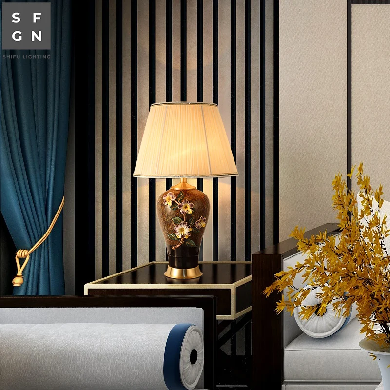 High-end Porcelain and Copper-Table Lamp- Handmade and Luxurious- Copper Base - Image 5