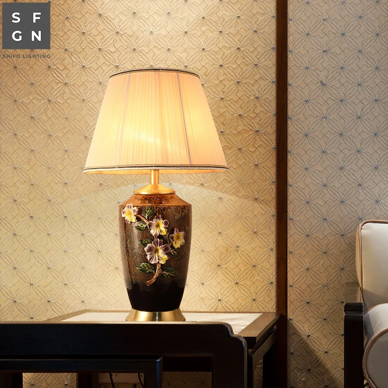 High-end Porcelain and Copper-Table Lamp- Handmade and Luxurious- Copper Base