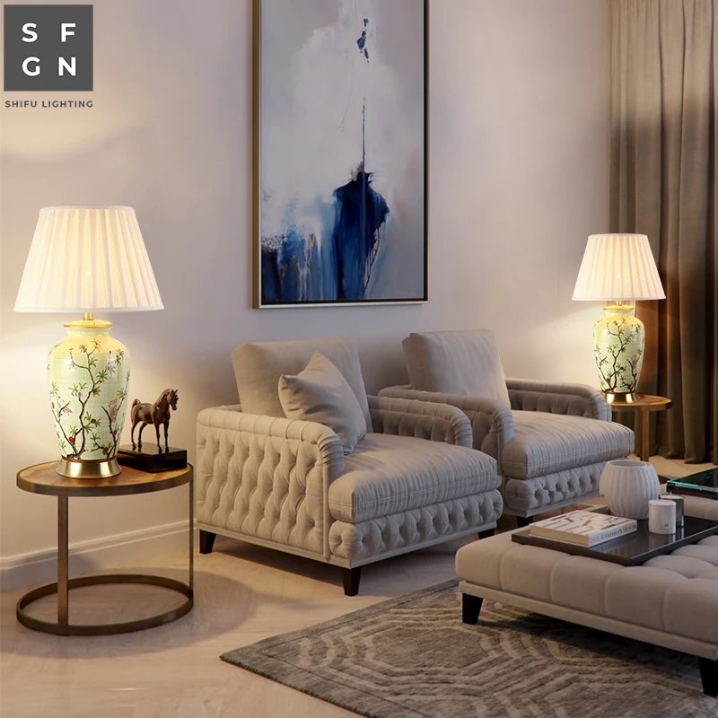 High-end Ceramic Lamp- Handmade- Luxury Bedroom/Living Room Lamp- Copper Base - Image 2