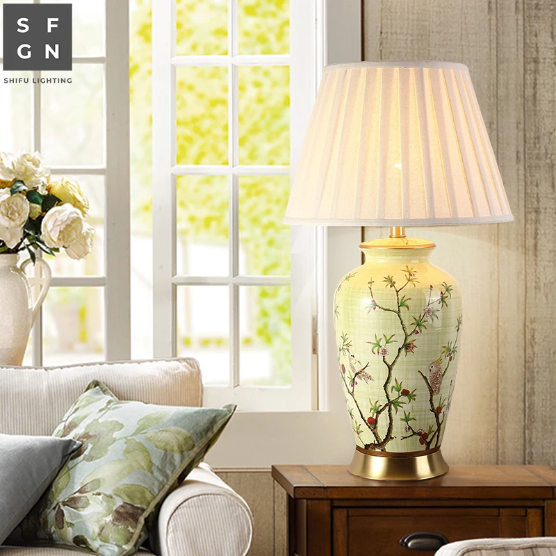 High-end Ceramic Lamp- Handmade- Luxury Bedroom/Living Room Lamp- Copper Base - Image 4