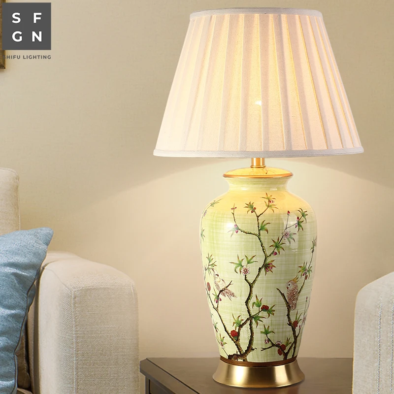 High-end Ceramic Lamp- Handmade- Luxury Bedroom/Living Room Lamp- Copper Base - Image 3