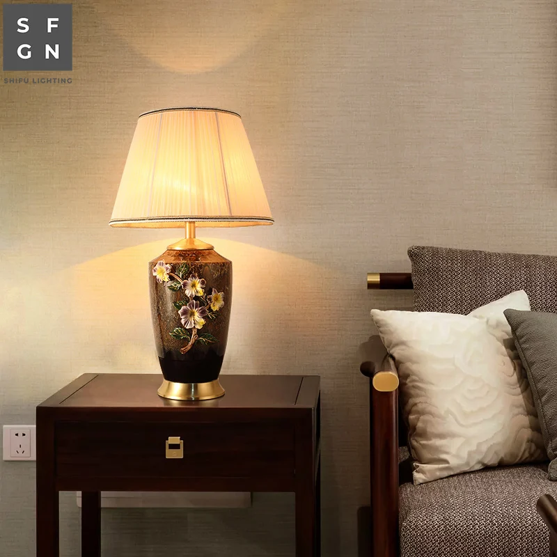 High-end Porcelain and Copper-Table Lamp- Handmade and Luxurious- Copper Base - Image 2