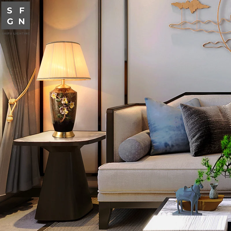 High-end Porcelain and Copper-Table Lamp- Handmade and Luxurious- Copper Base - Image 4