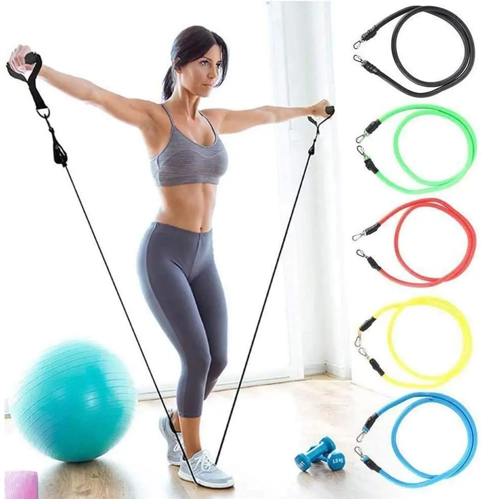 Latex Resistance Pull Bands- Rope for Pilates, Yoga, CrossFit- 11 Pieces - Image 4