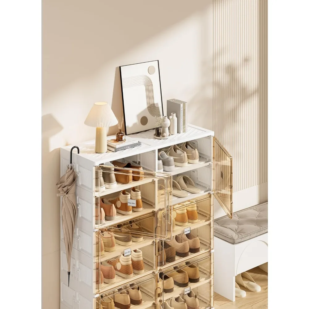 40 Pairs- Shoe Storage Cabinet- 3-Step Fast Installation- Clear Magnetic Door for Display - Image 6