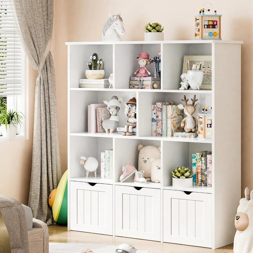 Toy Storage/ Organizer- Bookshelf- Toy Storage with 3 Movable Drawers- Shelf Organizer with Hidden Wheels - Image 4