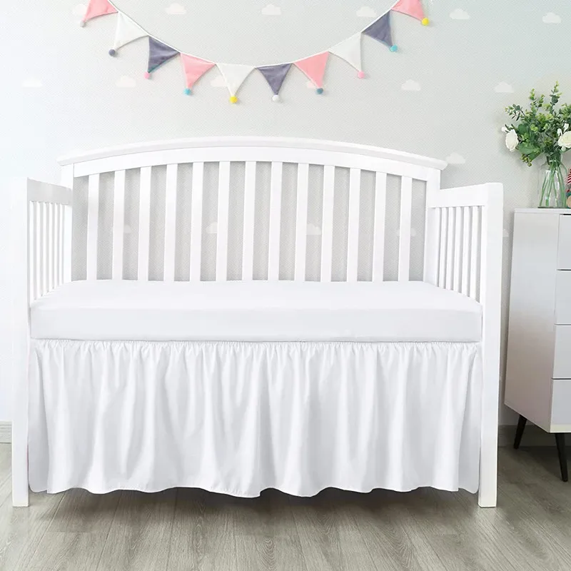 Crib Bed Skirt- 4 Sided Pleated Ruffles- for Babies and Toddlers- Lovely and Well Made