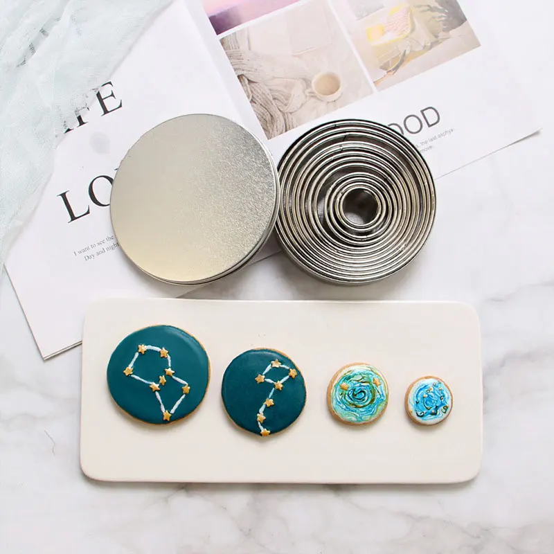 304 Stainless Steel Cookie/Dessert Cutter- Height 3 cm, Diameter 3-12cm 12 Pcs/Set Baking Tools - Image 3