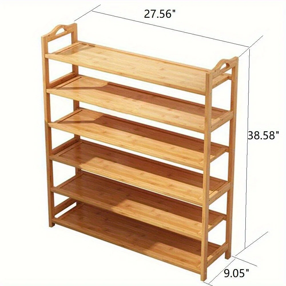 6-Layer Bamboo and Natural Wood Shoe Rack - Image 6