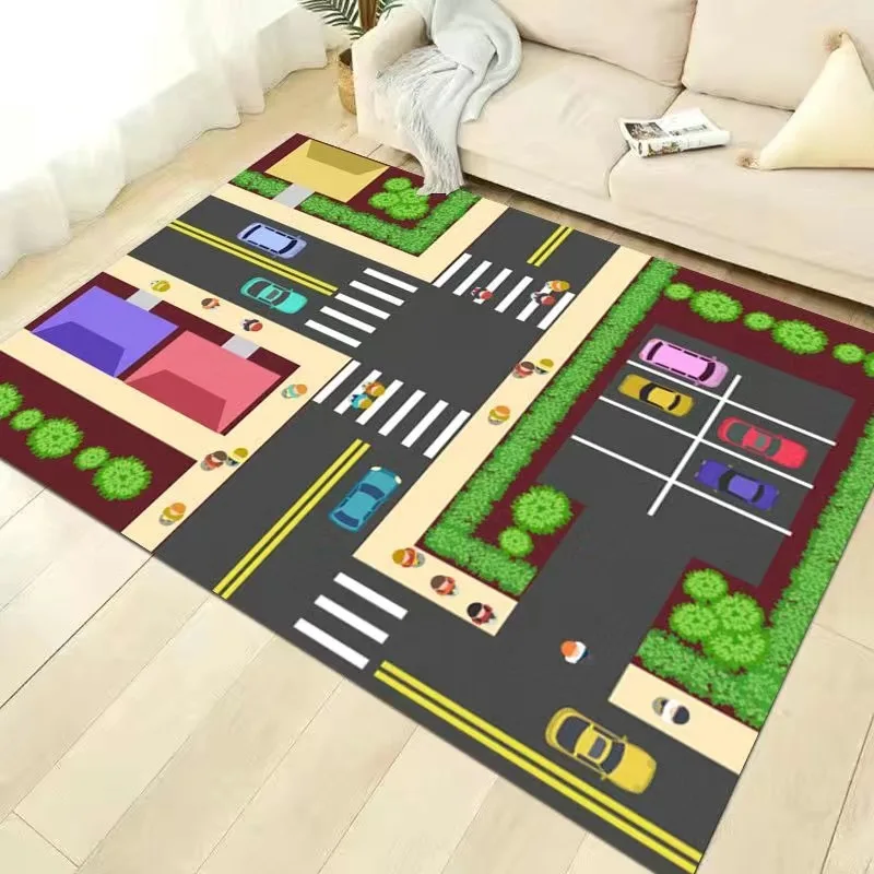 Road Traffic Map Area Rug- Fun Rug for Child's Bedroom- Many Sizes and Variations - Image 7