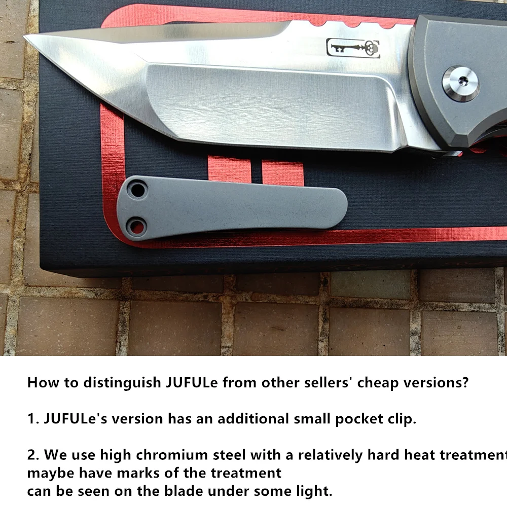 JUFULE Tanto Chaves Kickstop Redencion- 229 Ceramic Bearings- Titanium Mark M390 Survival EDC Tool- Camping- Hunting- Outdoor Folding Knife - Image 2