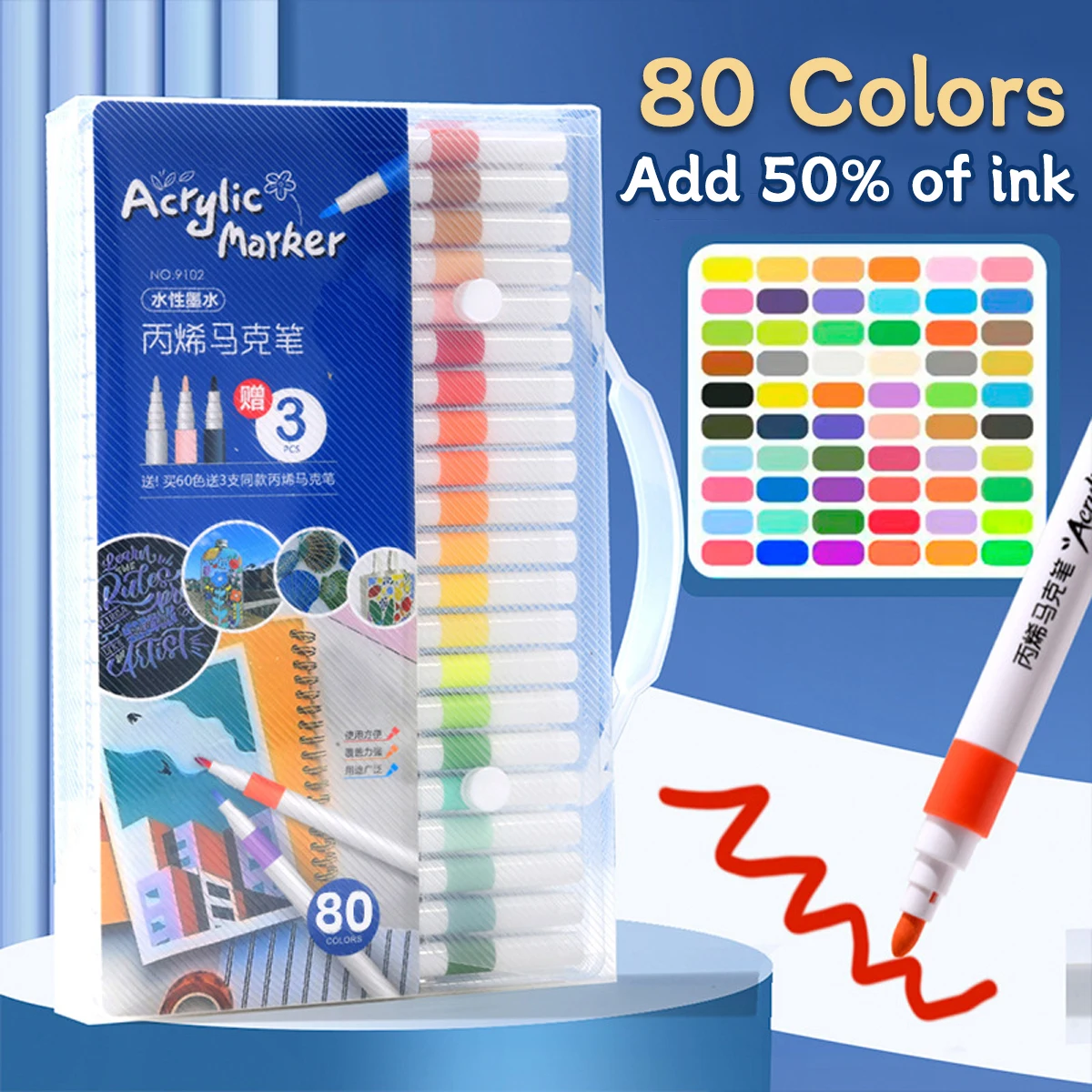 Acrylic Markers- 12-80 Colors Pen Set - Image 11