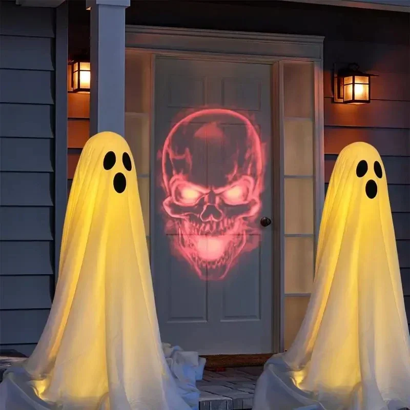 Halloween Ghost Decorations- Luminous Horror Props for Front Porch- Standing Spooky Ghost with LED String Lights - Image 4