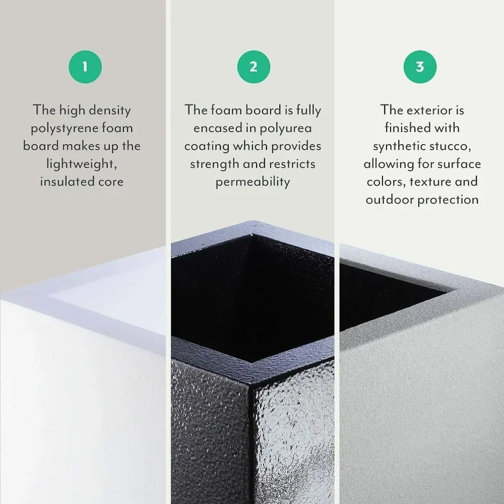 Outdoor Rectangular Trough Planter- 46" L X 17" W X 19" H- Lightweight- Heavy-Duty - Image 3