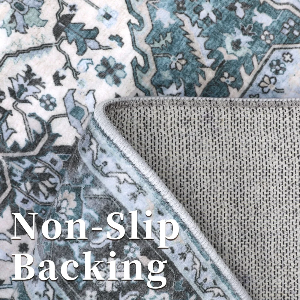 8x10' Living Room Rug- Low Pile Non-Slip Accent Rug- Washable - Image 2